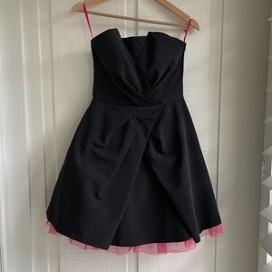 Very Rare Vintage Betsey Johnson Black Dress with Hot Pink Tulle